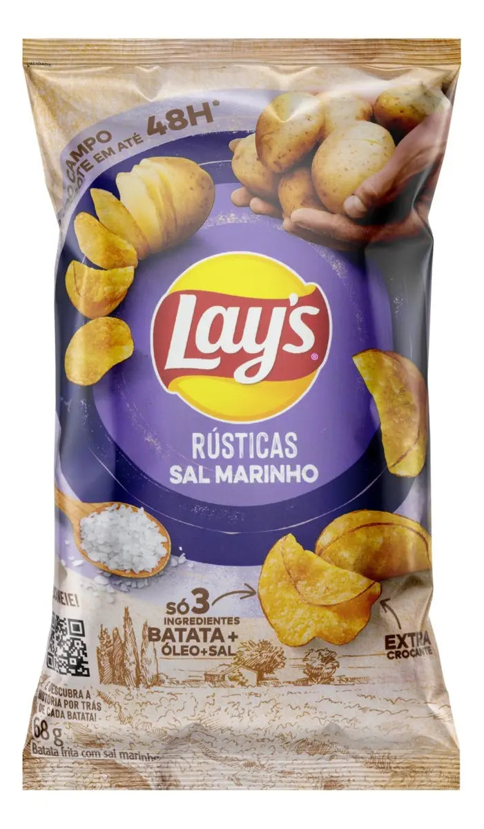 Batata Frita Lays Rústica Sal Marinho 68g